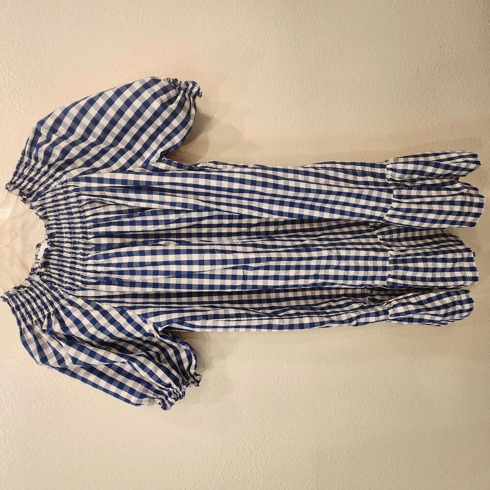 Classic Blue Checkered Midi Dress